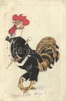 Kakas uraság sétapálcával / Gentleman rooster in tails