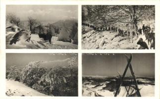 Fenyvesvölgy, Sztavne; 11. Határvadász zászlóalj székhelye, Cheremka csúcs, sílécek / Hungarian border guard station, mountain peak, ski