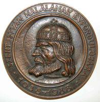 1988. "Szt.István halálának évfordulójára" nagyméretű Br emlékplakett T:1