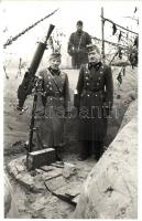 II. Világháborús lövészárok, katonák könnyű üteggel / WWII Hungarian military, soldiers in trench with light cannon. photo