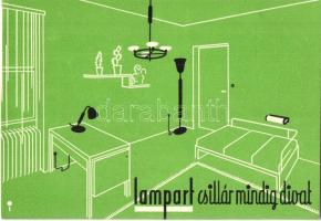 Lampart csillár mindig divat. reklámlap / Hungarian chandelier advertisement art postcard