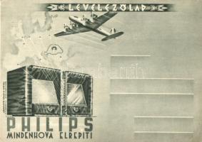 Philips Mindenhova Elrepíti. Irredenta Levelezőlap; Tolnai Nyomda / Philips aircraft advertisement postcard, irredenta