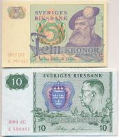 Svédország 1977. 5K + 1990. 10K T:III Sweden 1977. 5 Kronor + 1990. 10 Kronor C:F