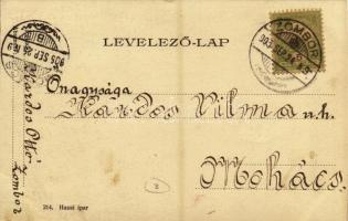 1905 Zombor, Sombor; Schweidel József (13 aradi vértanú egyike) szobor koszorúkkal és magyar zászlók...