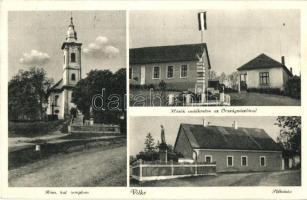 Vilke, Velká nad Iplom; Római katolikus templom és plébánia, Hősök emlékműve az országzászlóval / Roman Catholic church and parish, heroes monument with Hungarian flag