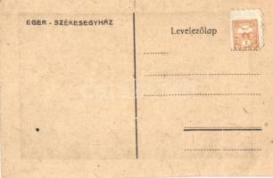 Eger, mini képeslap mini bélyeggel, Székesegyház (9,5 cm x 6 cm) (EK)