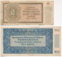 Német Harmadik Birodalom / Cseh-Morva Protektorátus 1940. 100K + 1942. 10K T:III,III- 
German Third...