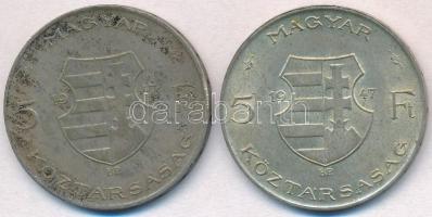 1947. 5Ft Ag "Kossuth" (2x) T:2-,3 patina 
Adamo F8.1