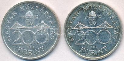 1992. 200Ft Ag "MNB" (2x) T:2 kis patina
Adamo F13