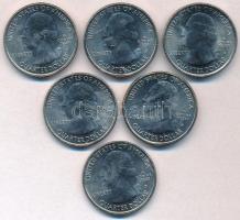 Amerikai Egyesült Államok ~2000. 25c Cu-Ni (6xklf) hátoldalon festett képek, a "Beautiful Ameri...