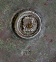 Modern szecessziós stílusú kaspó, kézze festett mázas kerámia, körpecsétes Zsolnay jelzéssel, m: 14 ...