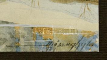 Diószeghy László (1877-1942): Téli patak. Akvarell, papír, jelzett, kartonra kasírozva, 19×25 cm