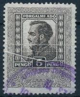 1927 5 P forgalmi adó bélyeg dupla papírránccal