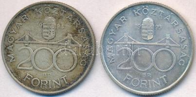 1993-1994. 200Ft Ag "MNB/Deák" (2x) T:2 patina