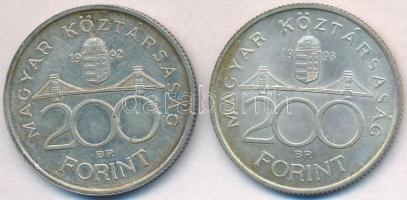 1992-1993. 200Ft Ag "MNB" (2x) T:2 patina