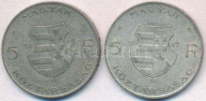 1947. 5Ft Ag "Kossuth" (2x) T:2,2-
Adamo F8.1