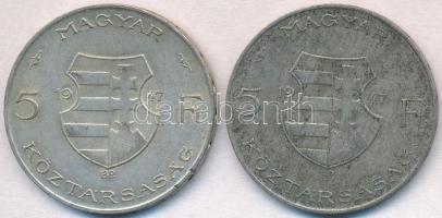 1947. 5Ft Ag "Kossuth" (2x) T:2,2- patina
Adamo F8.1