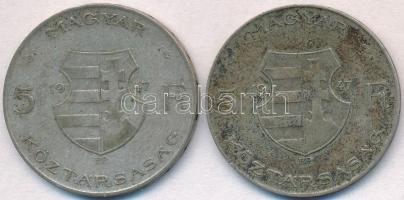 1947. 5Ft Ag "Kossuth" (2x) T:2-,3 patina
Adamo F8.1