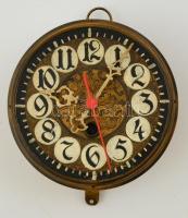 Dekoratív réz óra, modern elemes szerkezettel, d: 14,5 cm