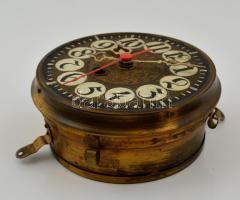 Dekoratív réz óra, modern elemes szerkezettel, d: 14,5 cm