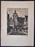 Olvashatatlan jelzéssel: Tűztorony. Rézkarc, papír, jelzett, 22x16,5 cm