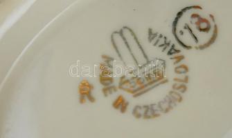 Csehszlovák virágmintás porcelán kiöntő, matricás, hibátlan, jelzett, m: 11,5 cm