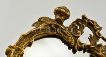 Díszes réz kézi tükör, h: 30 cm