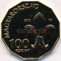2012. 100Ft Cu-Ni "100 éves a Magyar Cserkészszövetség" aranyozva T:BU