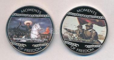 Libéria 2004. 10$ "Szabadság pillanatai - Zapata forradalma Mexikóban 1914" multicolor + 10$ "Szabadság pillanatai - A sztálingrádi csata 1943." multicolor T:PP ujjlenyomat Liberia 2004. 10 Dollars "Moments of Freedom - Revolution of Zapata in Mexico 1914" multicolor + 10 Dollars "Moments of Freedom -The siege of Stalingrad 1943." multicolor C:PP fingerprint