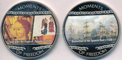 Libéria 2004. 10$ "Szabadság pillanatai - Jean d'Arc az Orleans-i szűz 1429." multicolor + 10$ "Szabadság pillanatai - A spanyol armada pusztulása 1588." multicolor T:PP ujjlenyomat Liberia 2004. 10 Dollars "Moments of Freedom - Jean d'Arc the Virgin of Orleans 1429." multicolor + 10 Dollars "Moments of Freedom - Destruction of the Spanish fleet 1588." multicolor C:PP fingerprint
