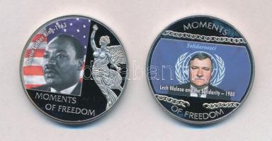 Libéria 2004. 10$ "Szabadság pillanatai - Lech Walesa és a szolidaritás 1980" multicolor + 2006. 10$ "Szabadság pillanatai-Martin Luther King 1963" multicolor T:PP ujjlenyomat Liberia 2004.  10 Dollars "Moments of Freedom - Lech Walesa and the Solidarity 1980" multicolor + 2006. 10 Dollars "Moments of Freedom-Martin Luther King 1963" multicolor + 2004. C:PP fingerprint