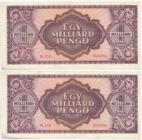 1946. 1.000.000.000P (2x) sorszámkövető pár T:I-,II