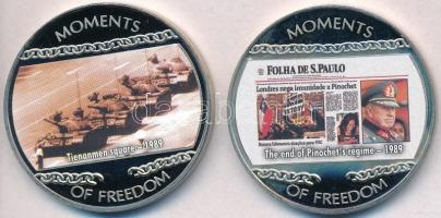 Libéria 2004. 10$ "Szabadság pillanatai-Pinochet-rezsim vége 1989" multicolor + 10$ "Szabadság pillanatai - Tienanmen tér 1989" multicolorl T:PP ujjlenyomat Liberia 2004. 10 Dollars "Moments of Freedom-The end of Pinochet's regime 1989" multicolor + 10 Dollars "Moments of Freedom - Tienanmen square 1989" multicolor C:PP fingerprint