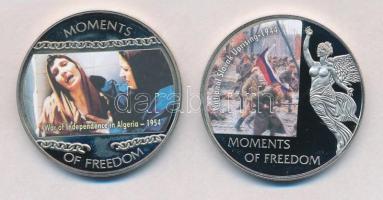 Libéria 2004. 10$ "Szabadság pillanatai - Az algériai függetlenségi háború 1954" multicolor + 2006. 10$ "Szabadság pillanatai - Szlovák felkelés 1944" multicolor T:PP ujjlenyomat, fo. Liberia 2004. 10 Dollars "Moments of Freedom - War of Independence in Algeria 1954" multicolor +  2006. 10 Dollars "Moments of Freedom - National Slovak uprising 1944" multicolor C:PP fingerprint, spotted
