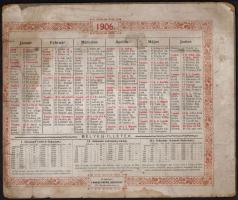 1906 Kétoldalas díszes falinaptár, az egyházi és zsidó ünnepek feltüntetésével, Bp., Farkas Árpád, k...