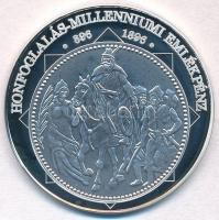 DN A magyar nemzet pénzérméi - Honfoglalás Milleniumi emlékpénz 896-1896 Ag emlékérem tanúsítvánnyal (10,37g/0.999/35mm) T:PP