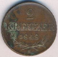 Ausztria 1848A 2kr Cu T:1-,2 kis ü. Austria 1848A 2 Kreuzer Cu C:AU,XF small ding  Krause KM#2188