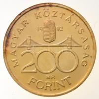 1993. 200Ft Ag "MNB" aranyozott forgalmi érme T:1-