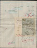 1906-1908 Vegyes okmány tétel, 3 db: 
2 db Nyugta 64 f., 1 kr. 26f. okmánybélyegekkel, valamint Mag...