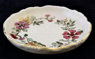 Zsolnay pillangó mintás tálka, kézzel festett, jelzett, hibátlan, d:12 cm