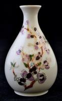 Zsolnay virág mintás váza, kézzel festett, jelzett, hibátlan, m:11,5 cm