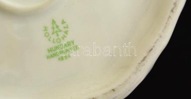 Hollóházi hölgy kézi tükörrel, kézzel festett, jelzett,több apró lepattanással, m: 26 cm