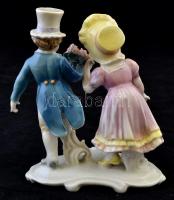 Ens fiatal párocska, kézzel festett, jelzett,  hibátlan, m:14 cm