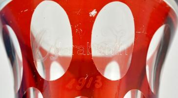 1913 emlék pohár, két rétegű, jelzés nélkül, apró karcolássokkal, hámozott és csiszolt, csorba nélkü...