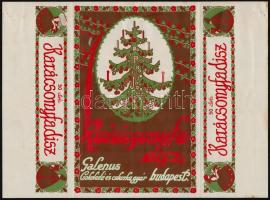 cca 1910-1920 Galenus Csokoládé és Cukorkagyár Budapest karácsonyfadísz csomagolópapírja, tűzésnyommal