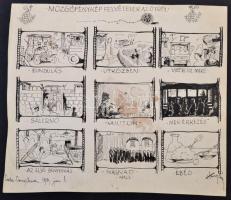 1919 Gallé Tibor (1896-1944) festőművész és Kreisel Béla grafikus által készített, kézzel rajzolt ha...