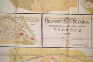 1887 Budapest főváros beépített kültelkeinek út- és a Tabánnak utcahálózati térképe. Szerkesztetett ...