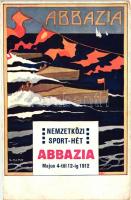 1912 Abbazia, Nemzetközi Sport-Hét reklámlapja / International Sport Week advertisement postcard. Druck R. Kiesel, Salzburg s: S. Glax