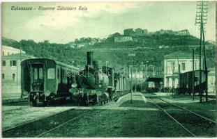Catanzaro, Stazione Catanzaro Sala. Cart. V. Asturi e Figli / Bahnhof / Railway station with locomotive