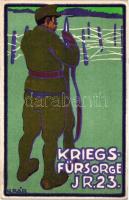 A 23. gyalogezred rokkantjai, özvegyei és árvái javára / Kriegsfürsorge IR. 23. / WWI 23rd Infantry Regiment charity art postcard s: Alpár